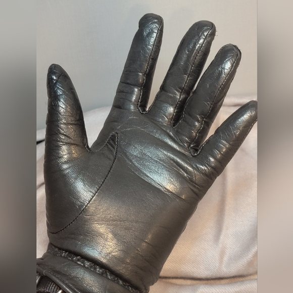 Vintage Eddie Bauer Womens Black Leather Gloves - Picture 4 of 13